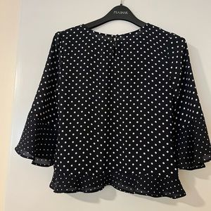 Talbots polka dot flutter sleeve top